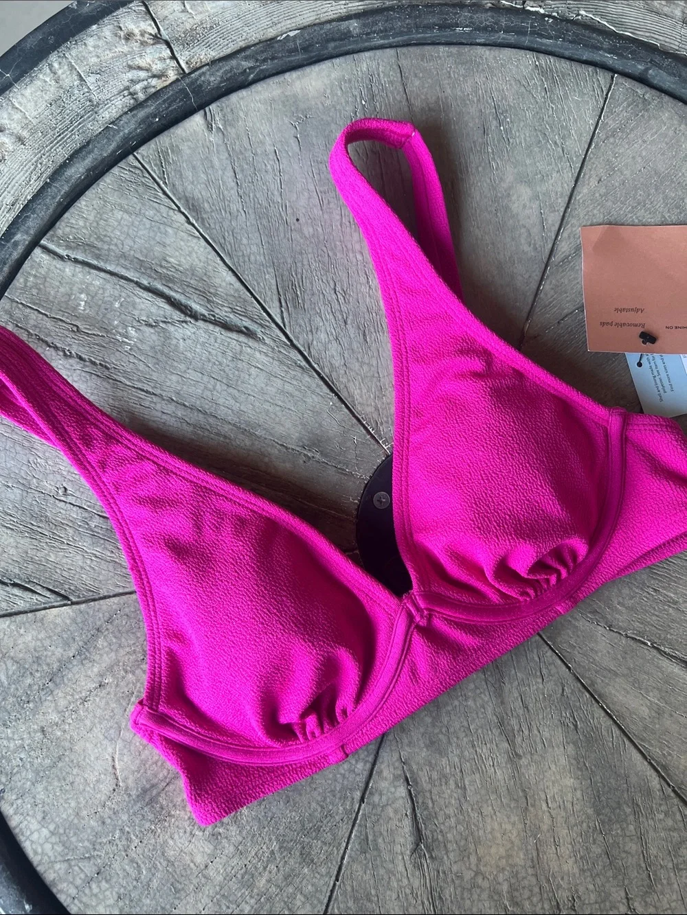 Shade & Shore Fuchsia Textured Swim Bralette B11